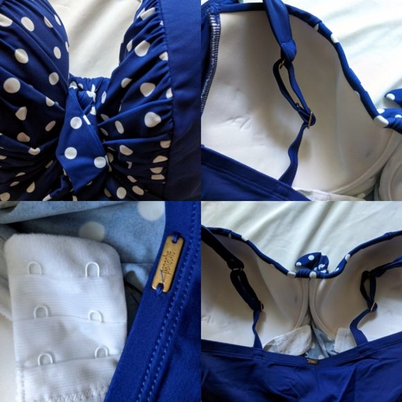 Panache Annalise Blue/White Polka Dot Tankini 32G - Picture 6 of 9